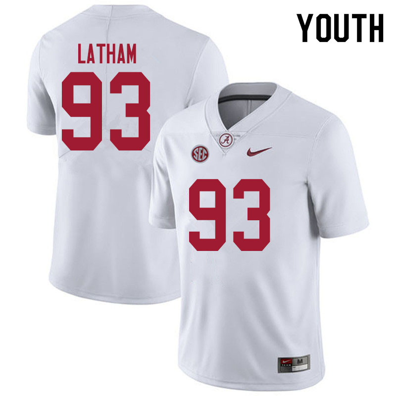 Youth #93 Jah-Marien Latham Alabama White Tide College Football Jerseys Sale-White